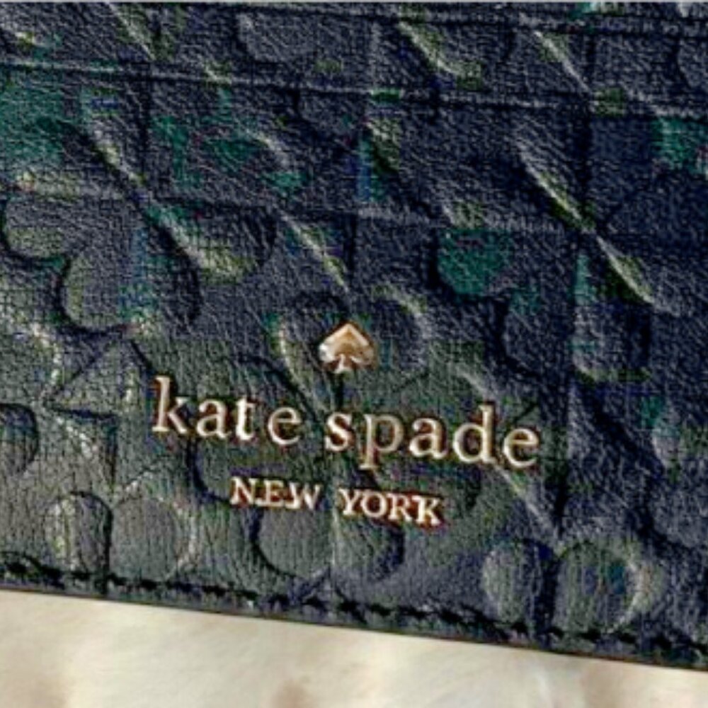 New kate spade Small Slim Credit Card Holder in Geo Emboss Black - Picture 3 of 4